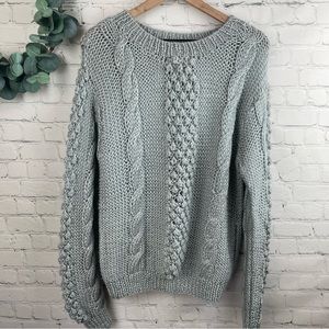 IT'S PURE GOULD Knitted by Hand Cable Knit Knotted Pullover Sweater size L